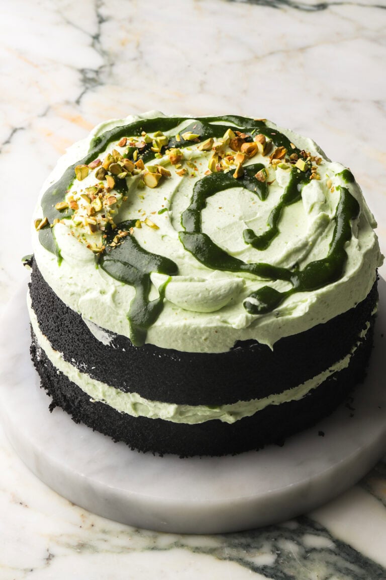 two layer chocolate pistachio cake