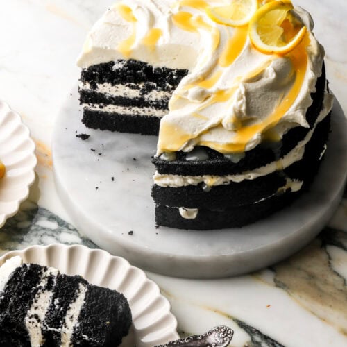 three layer lemon chocolate cake