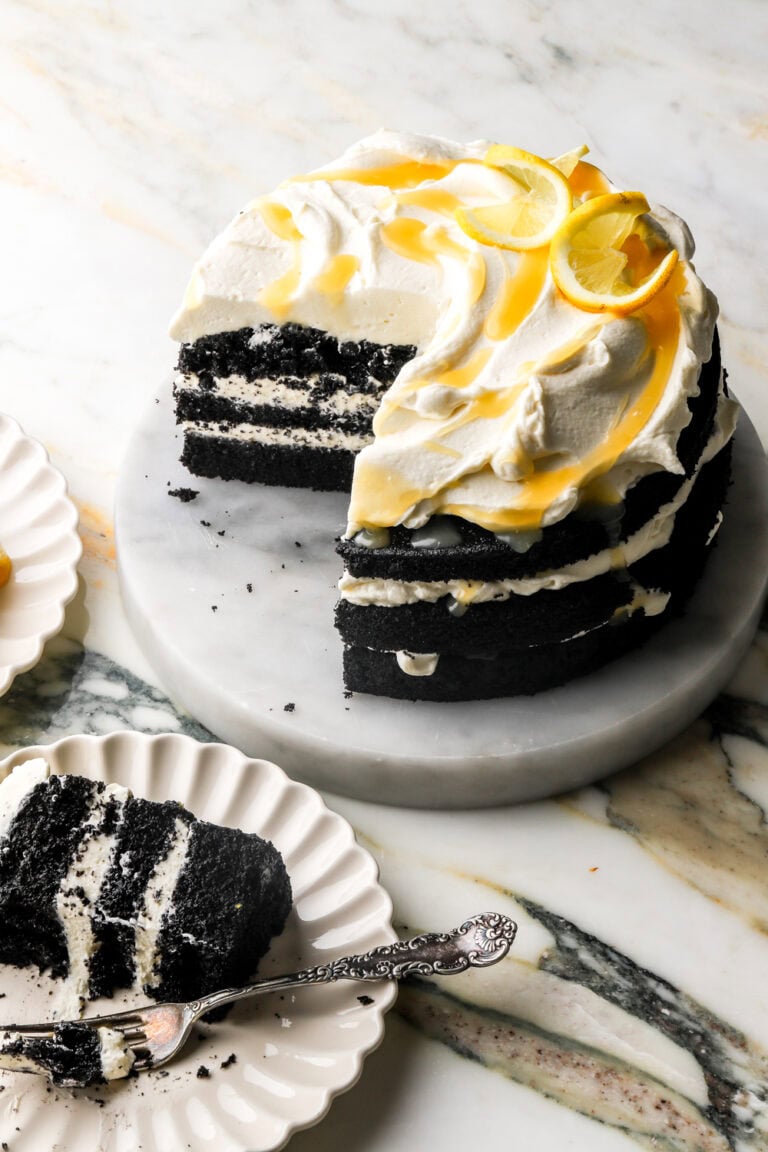 three layer lemon chocolate cake