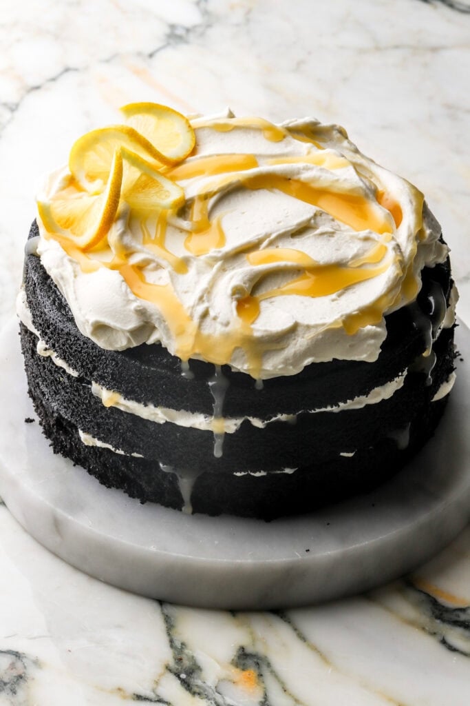 chocolate lemon cake assembled