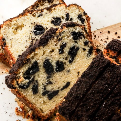 oreo loaf cake sliced