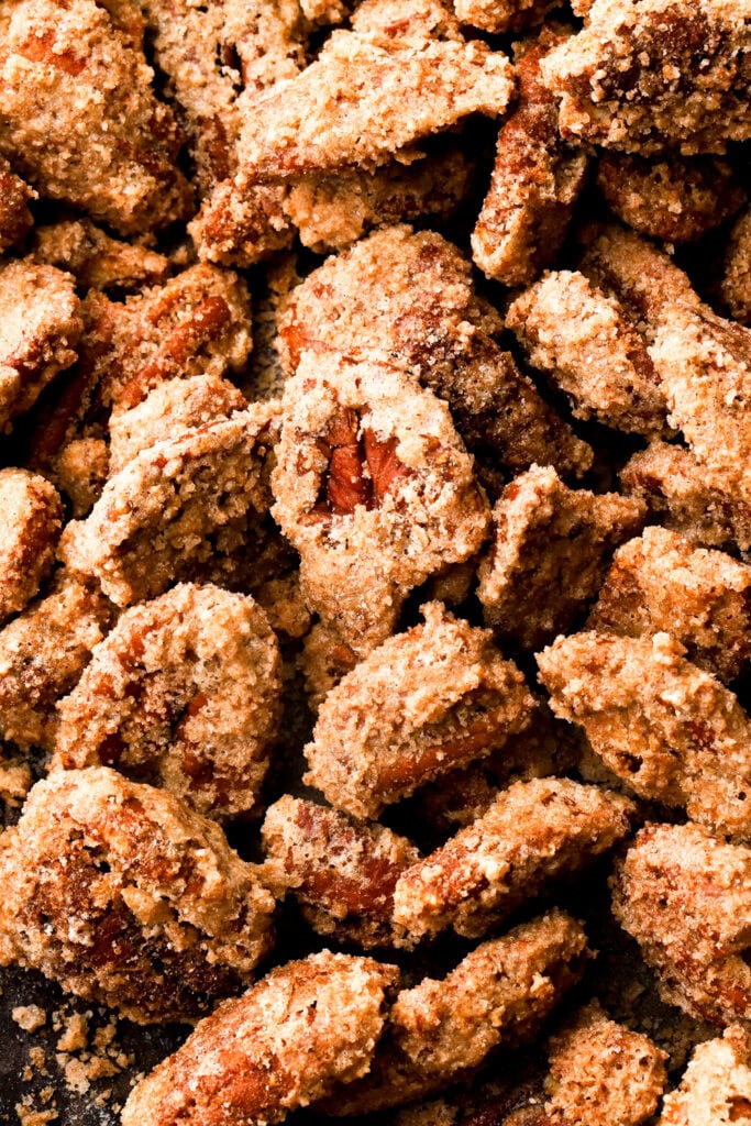 close up of praline pecans