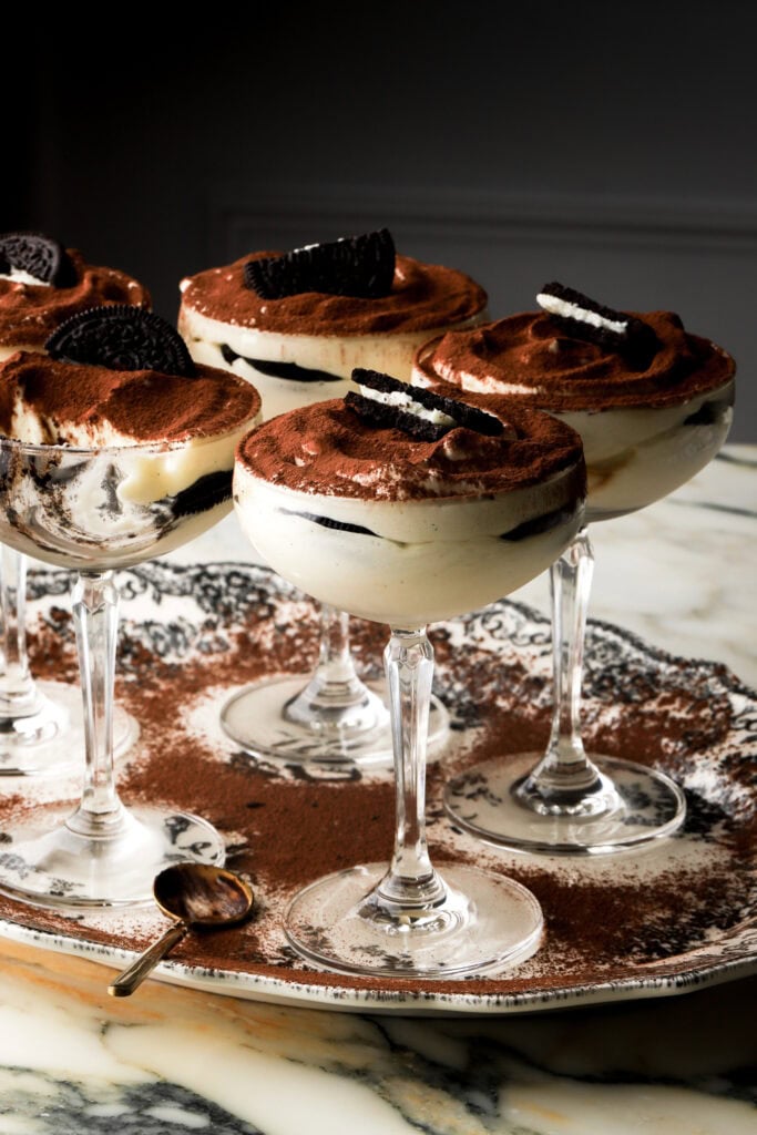 Oreo tiramisu in coupe glasses