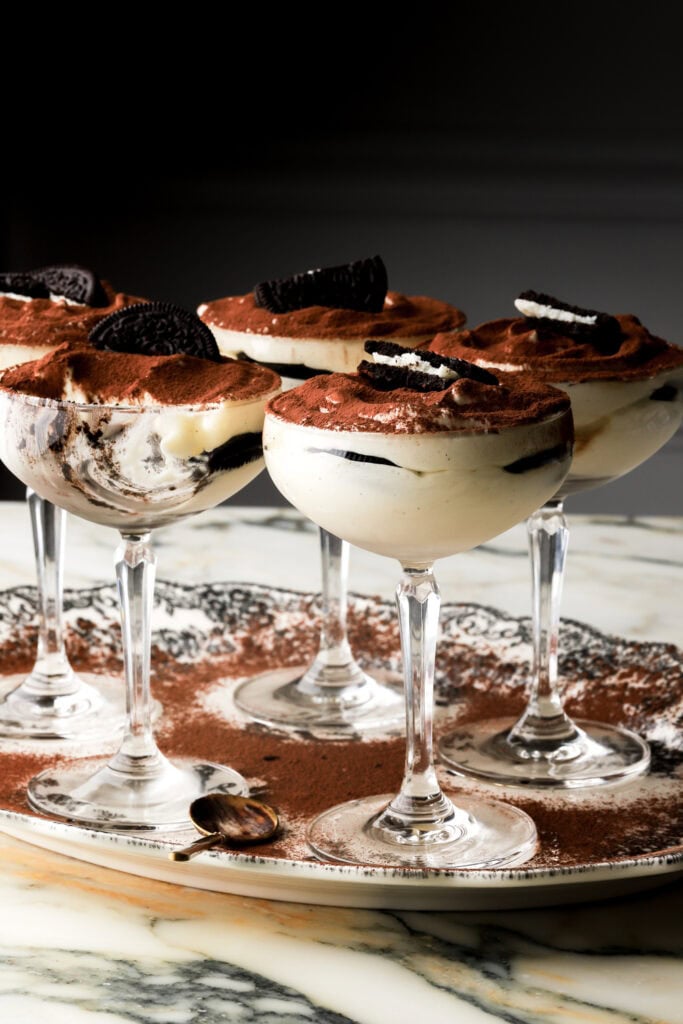 Oreo tiramisu in coupe glasses