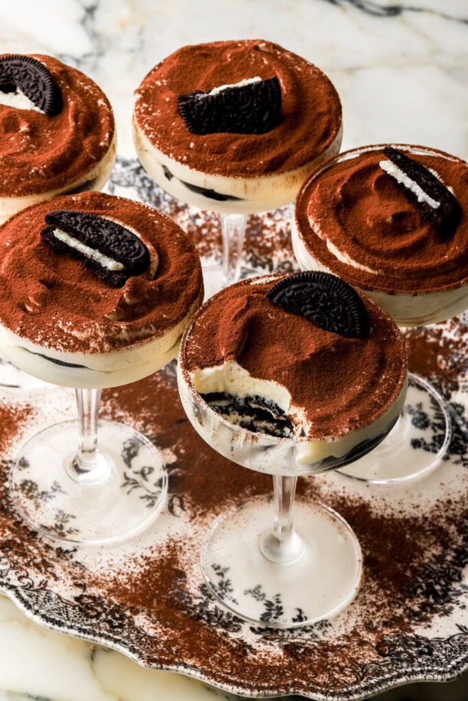 Oreo tiramisu in a coupe glass