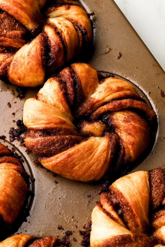 close up of cinnamon knot before it's covered in glaze