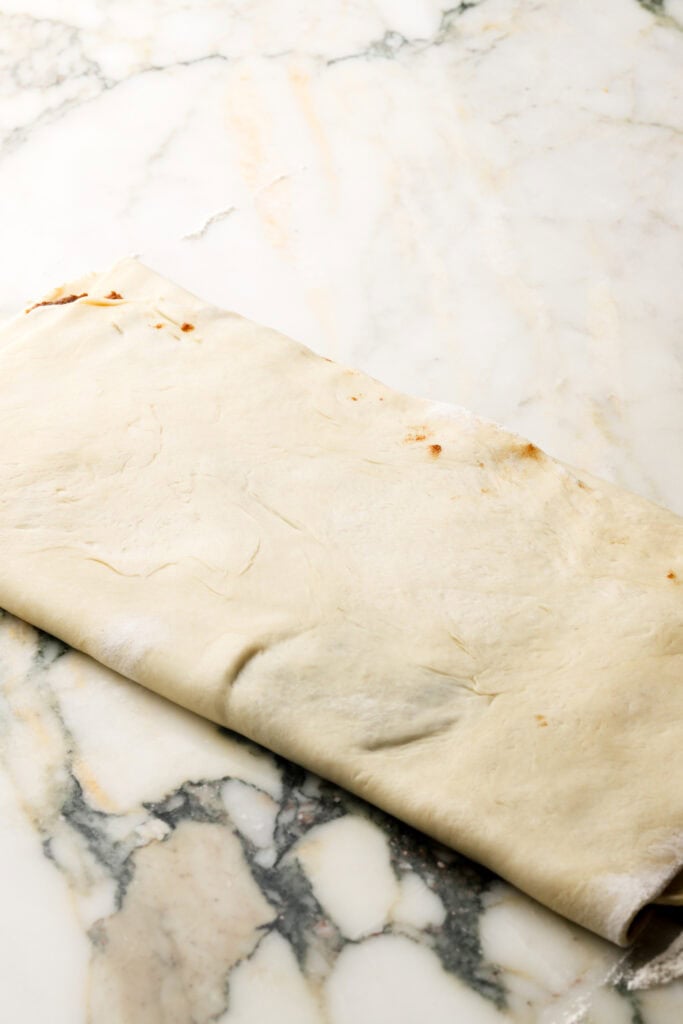 dough is folded into thirds like a letter