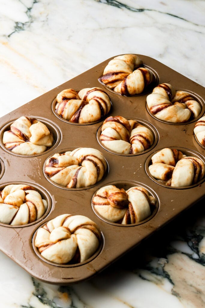 cinnamon knots after second rise