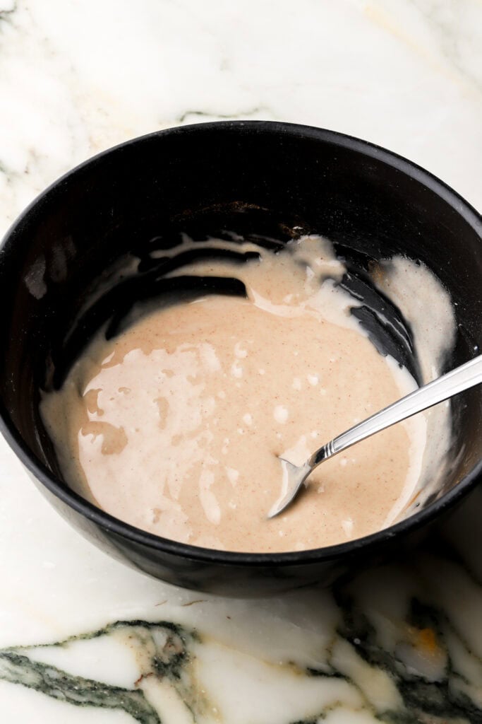 honey cinnamon glaze mixed in a bowl. 