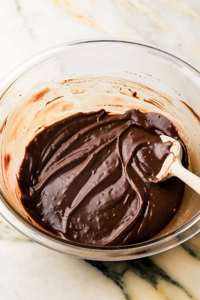 chocolate ganache in a bowl