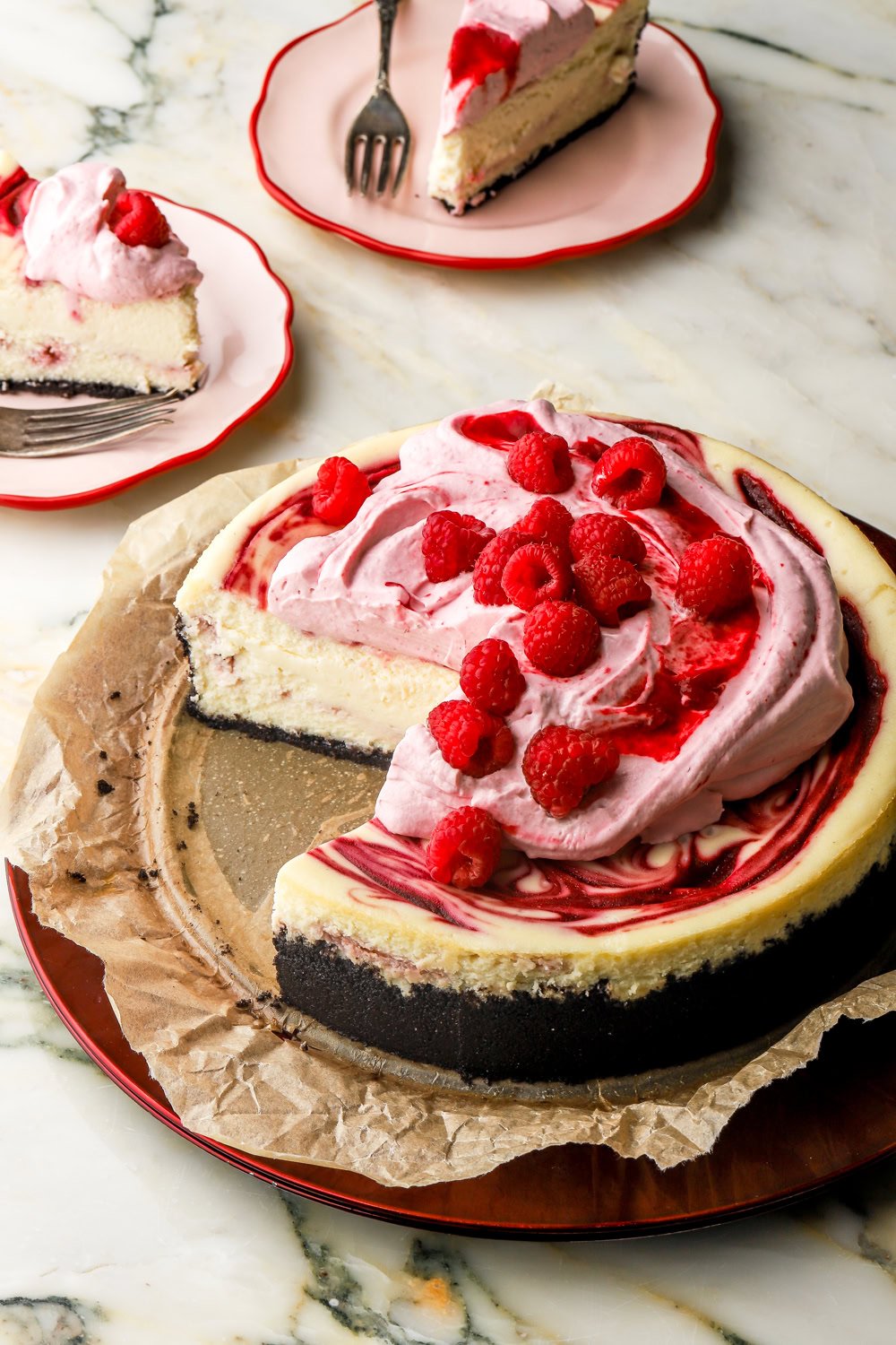 White Chocolate Raspberry Cheesecake (SO Creamy!)