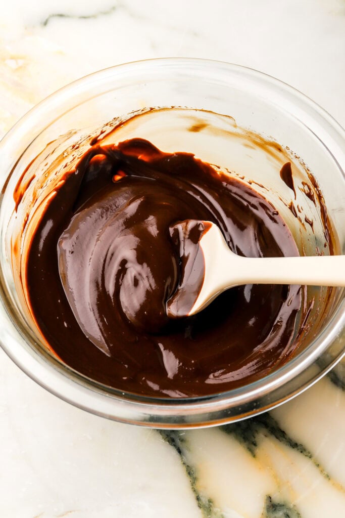 chocolate and cream for ganache mixed until smooth