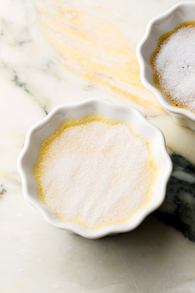 creme brulee topped with sugar