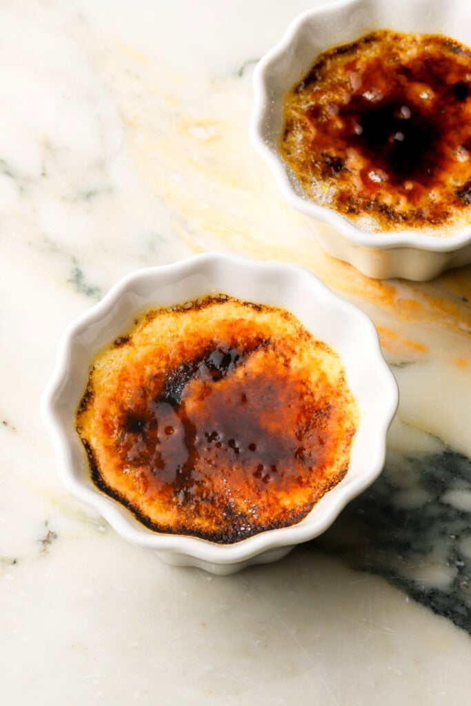 sugar caramelized on creme brulee