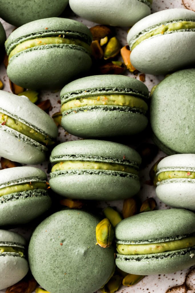 pistachio macaron filled with pistachio buttercream