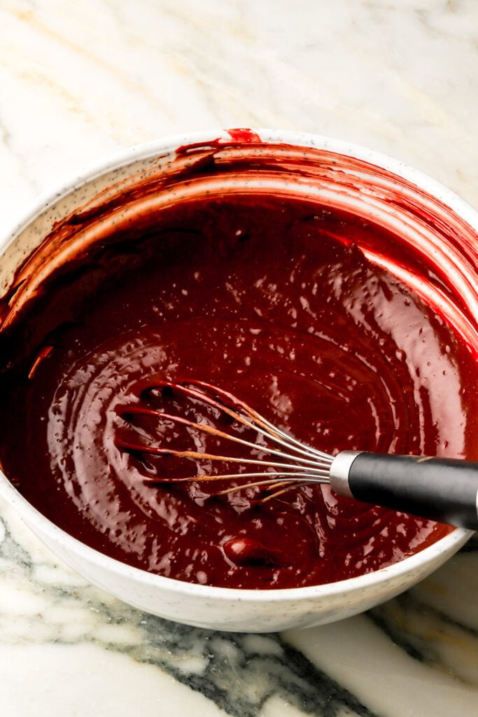 cocoa powder whisked into the brownie batter