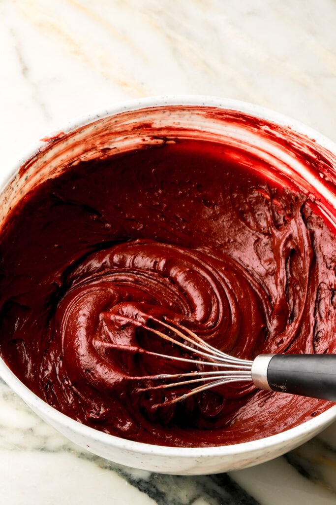 flour and salt whisked into the brownie batter