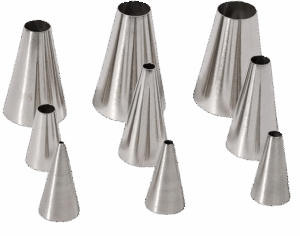 9 sizes of round piping tips