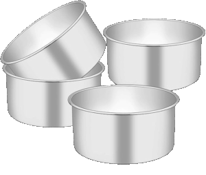 four 6 inch cake pans