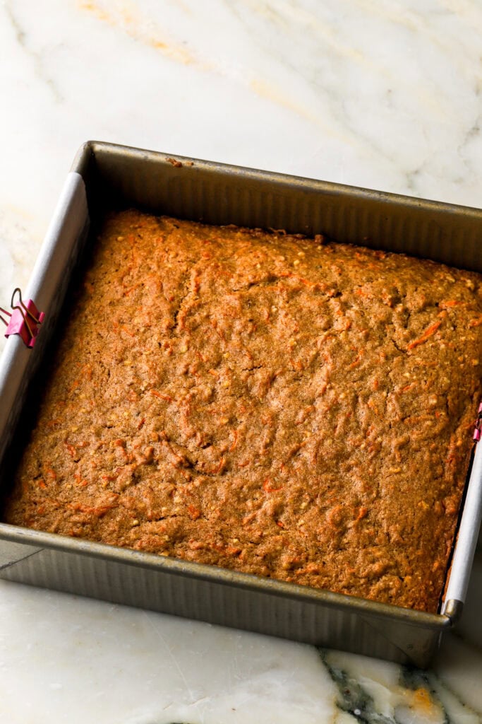 carrot cake cookie bars finished baking