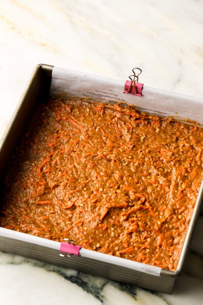 finished batter in prepared pan