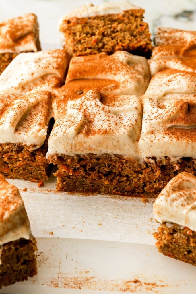 carrot cake cookie bars finished baking