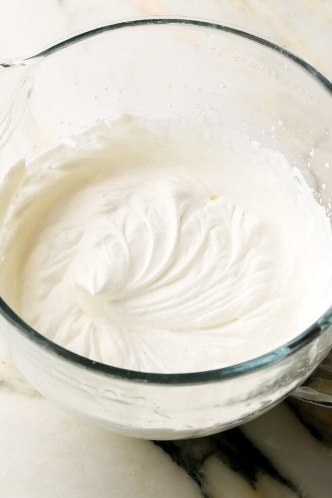 heavy cream whipped just to stiff peaks