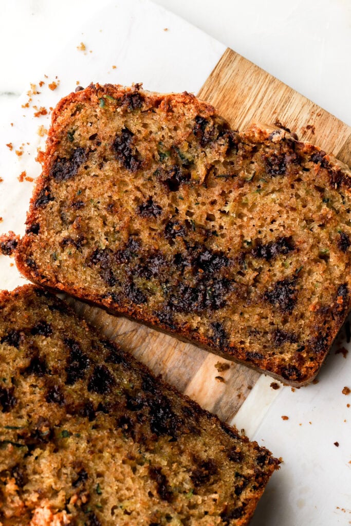chocolate chip zucchini bread sliced