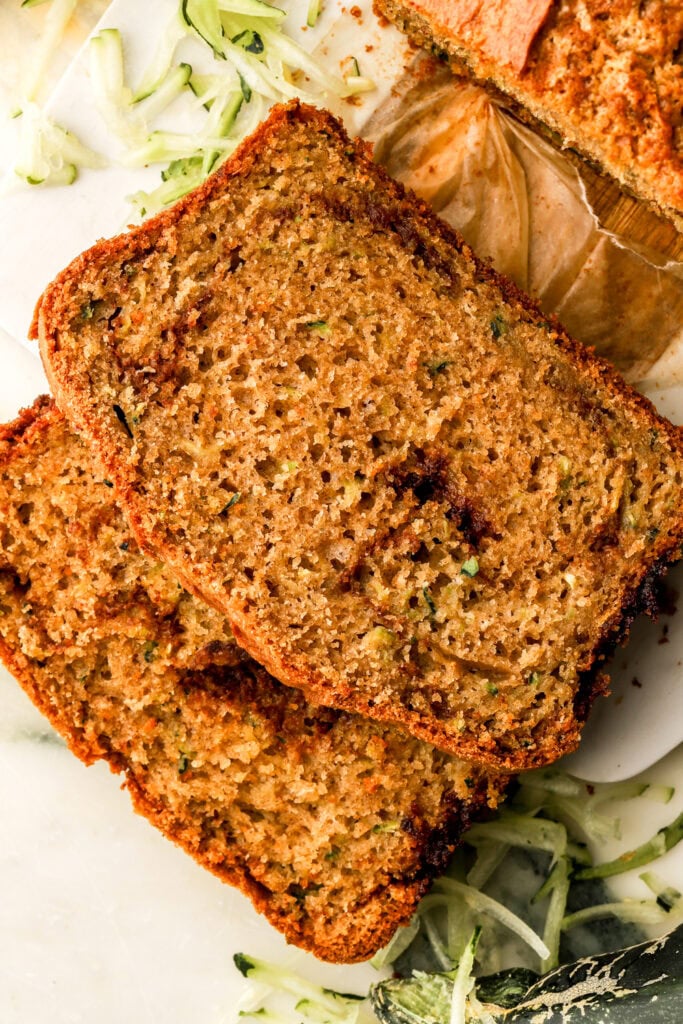 Zucchini Bread with a slice cut