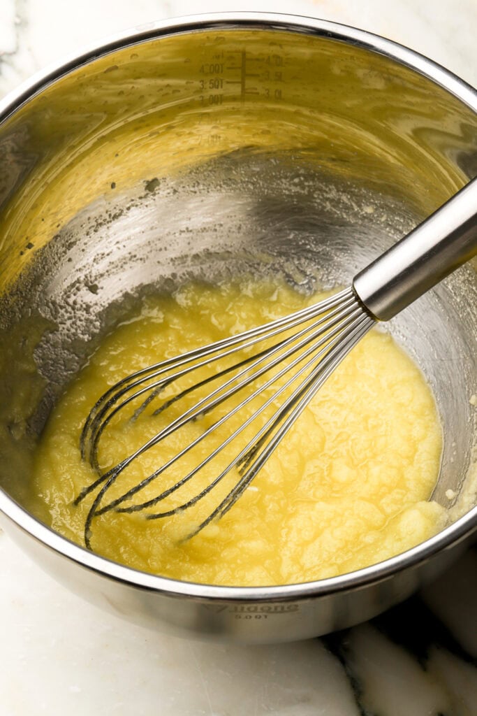 sugar and oil/butter whisked together