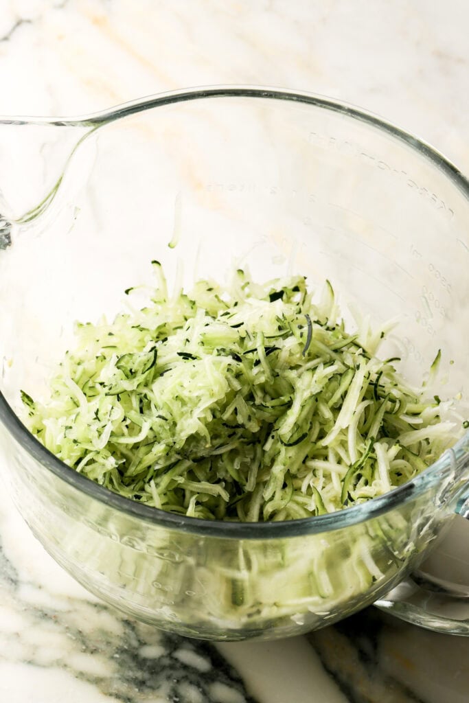 zucchini shredded in a bowl