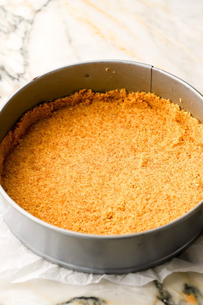 vanilla wafer crust pressed into the pan