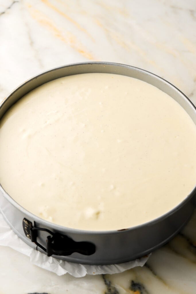 rest of cheesecake batter poured in