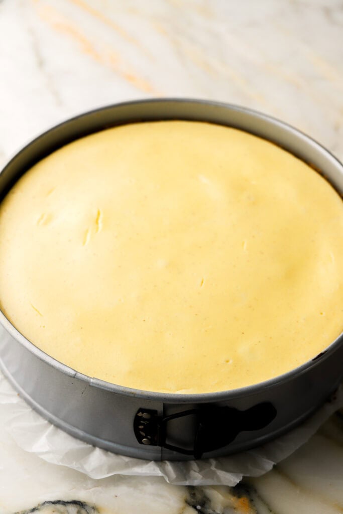 banana pudding cheesecake finished baking