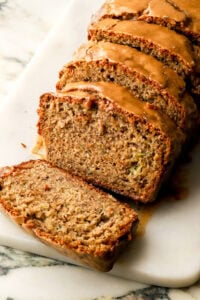 Fluffy Banana Zucchini Bread with Brown Sugar Glaze