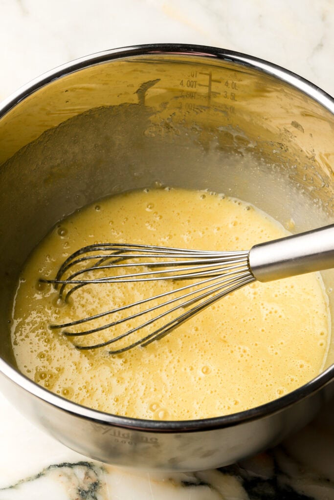 mashed bananas and vanilla added to batter