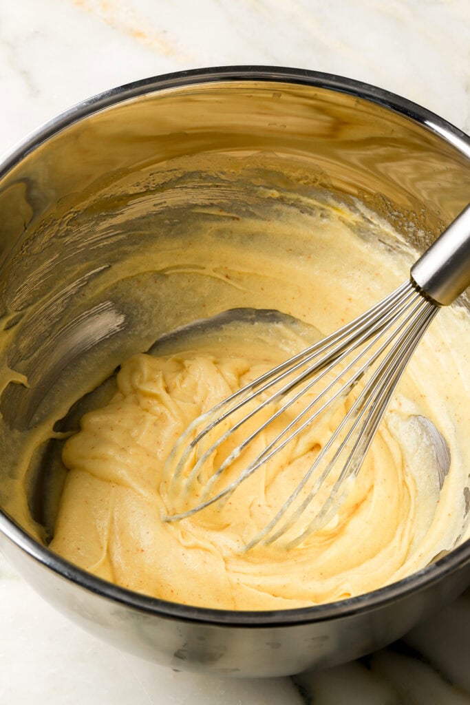 sugar and brown butter whisked together