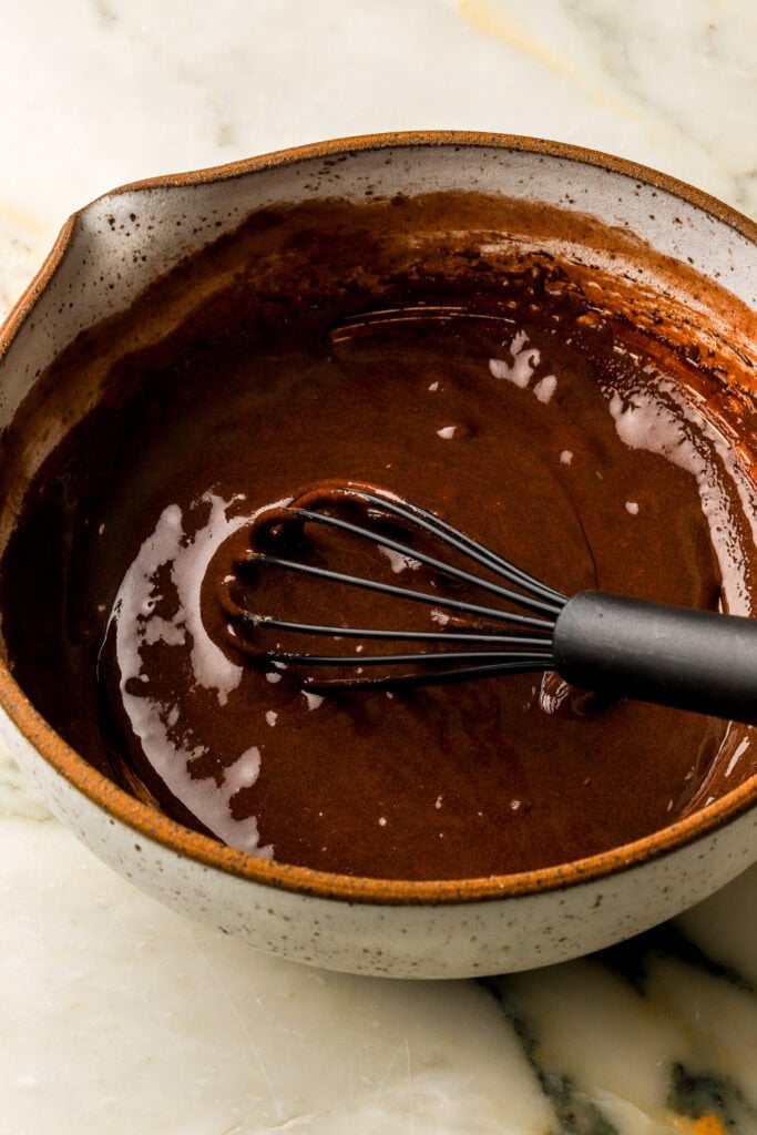 cocoa powder whisked into egg yolks