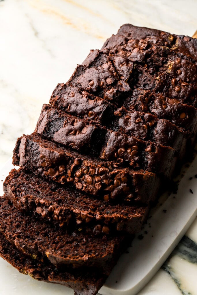 chocolate zucchini bread sliced