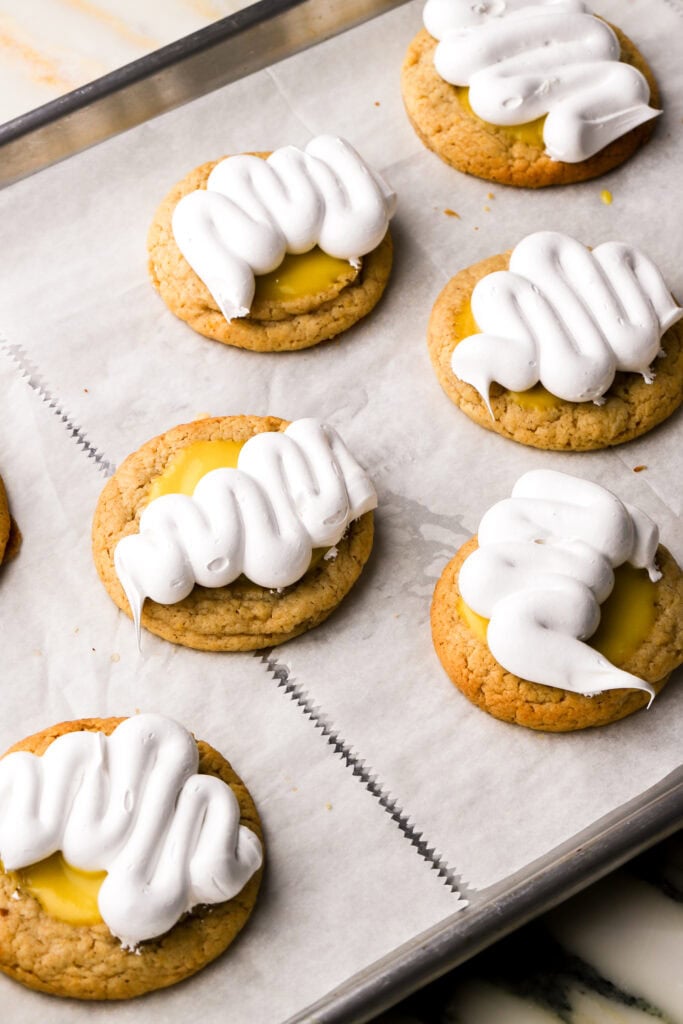 meringue piped on top of cookie