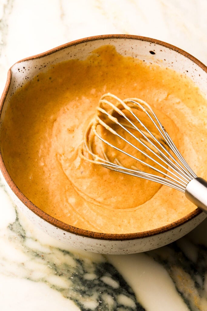 eggs whisked into the batter