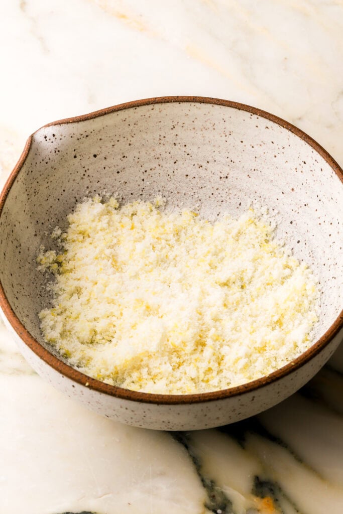 lemon zest rubbed into the sugar