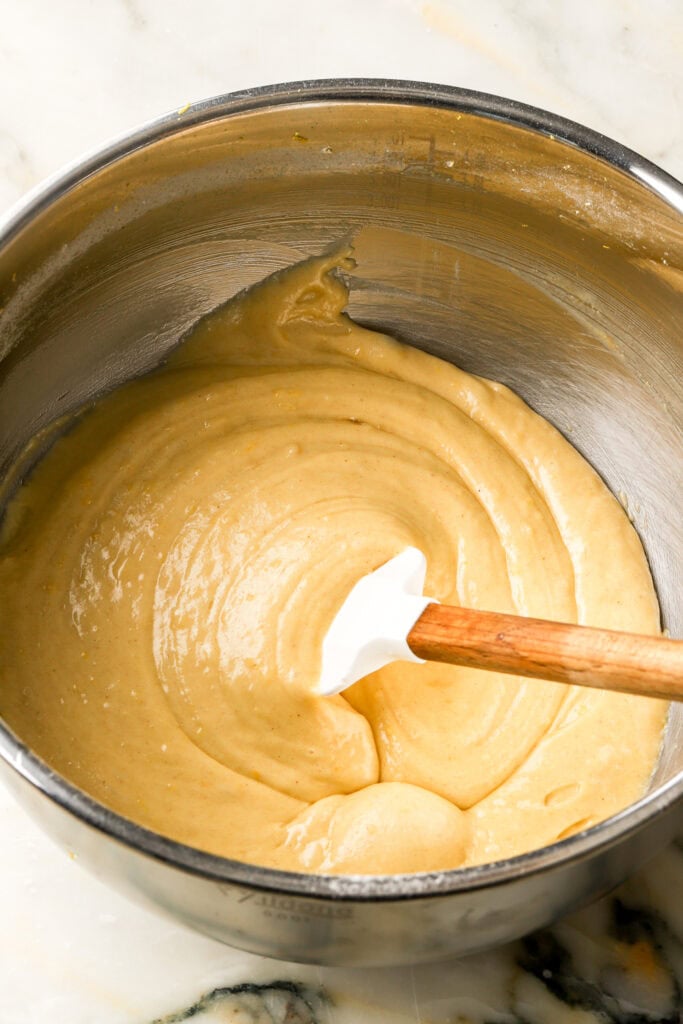 dry ingredients folded into batter