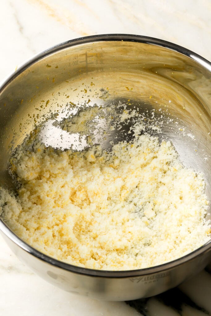 lemon zest rubbed in with the sugar