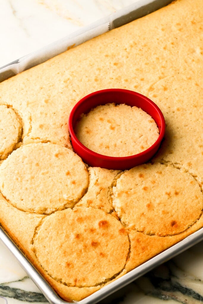 vanilla cake with biscuit cutter