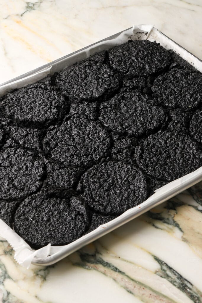 cooled cake cut into 12 circles