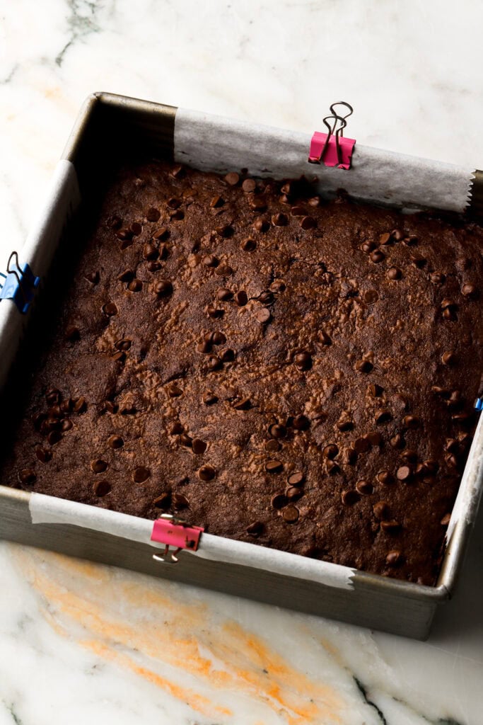zucchini brownies finished baking