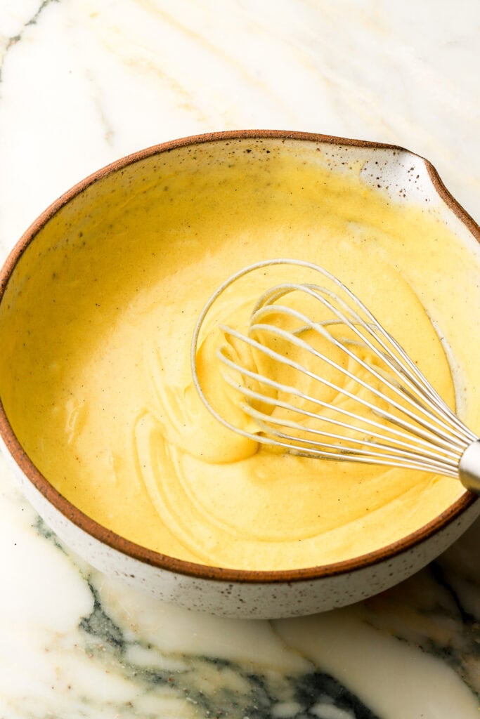 all the wet ingredients whisked together well