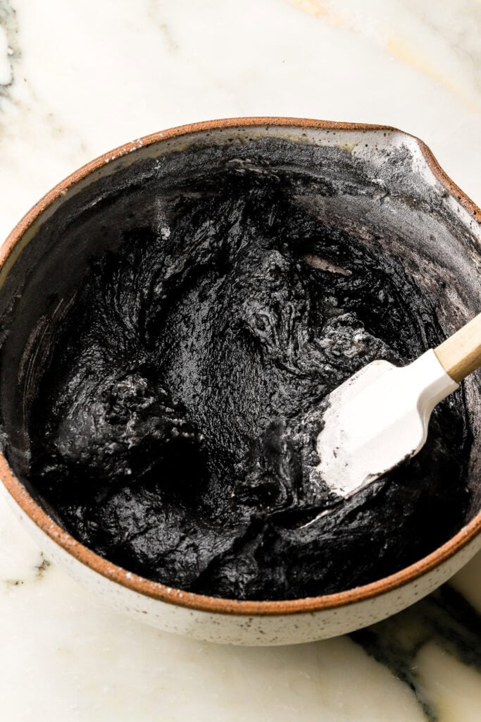 dry ingredients mixed into batter