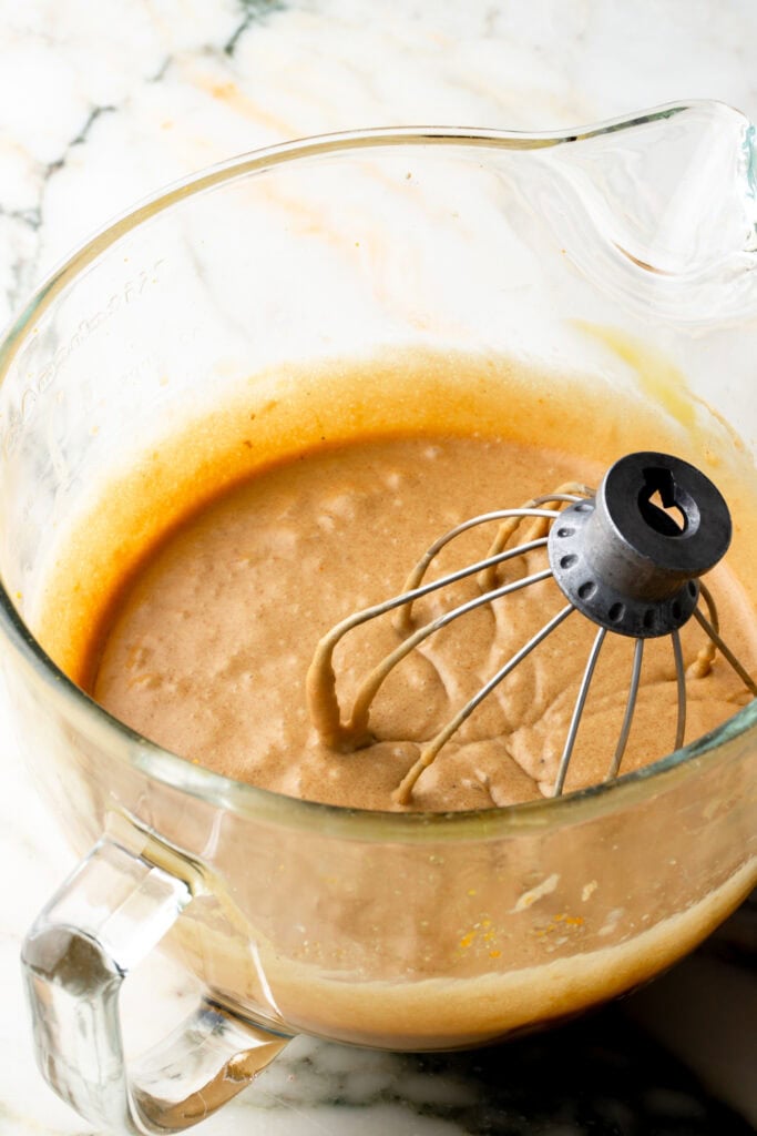 eggs beat into butter and sugar